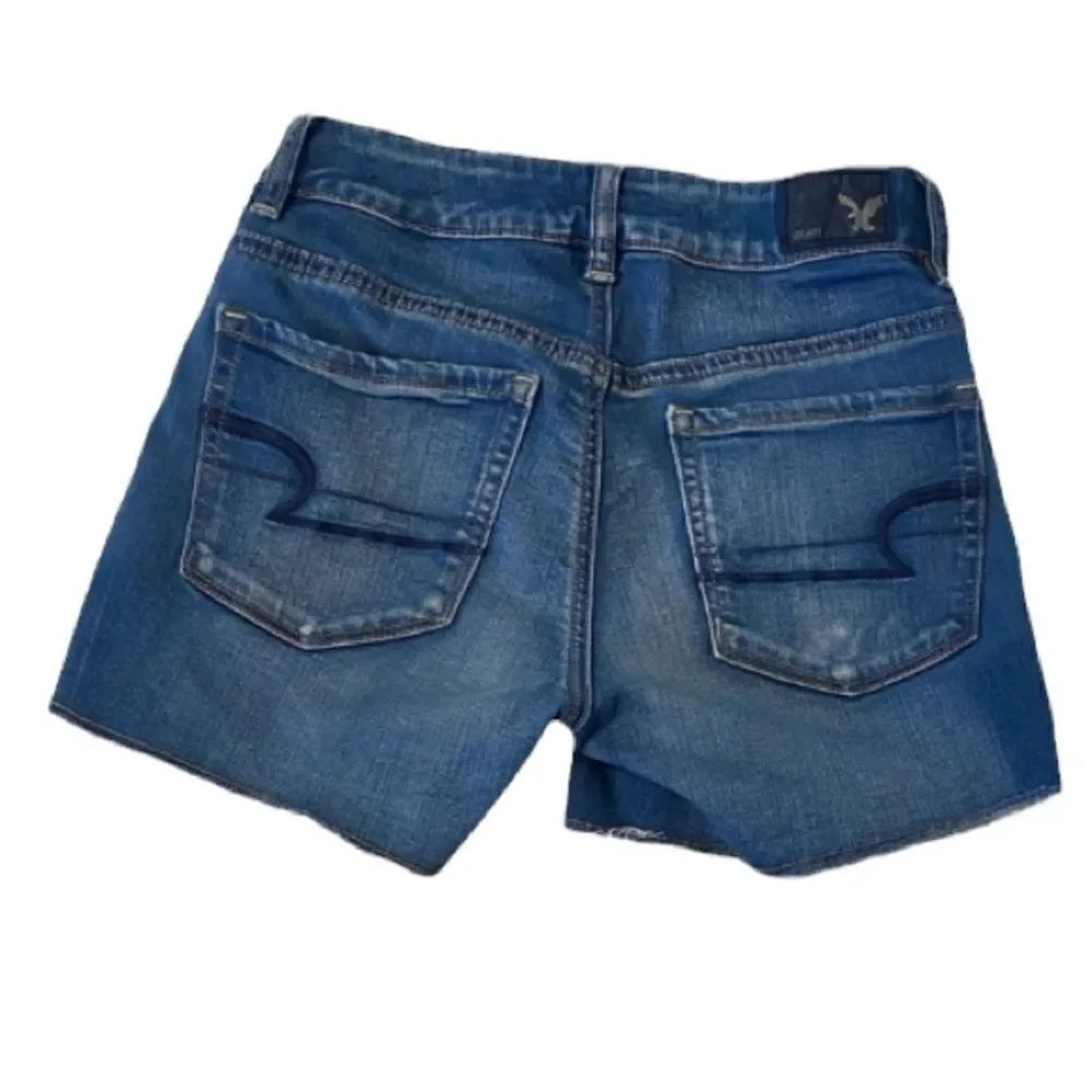 American Eagle Hi Rise Shortie Jean Shorts Womens 00 Medium Wash Summer AU0309 - Picture 2 of 6